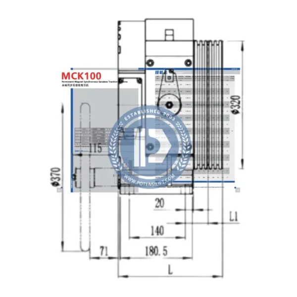 gearless traction machine mck100,630kg,1.0m/s for monadrive