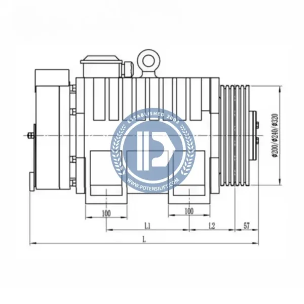 gearless traction machine mona200, 450kg, 1.0m/s for monadrive