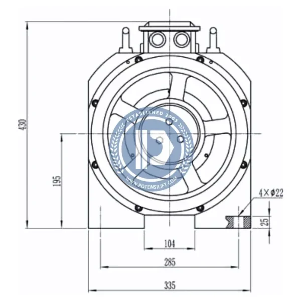 gearless traction machine mona320,630kg,1.0m/s for monadrive