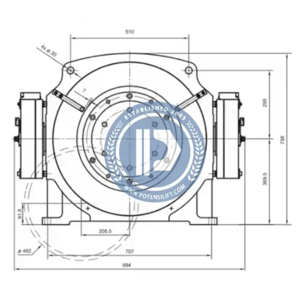 elevator gearless traction machine getm3.0h 200/1000 2s13 for xizi otis