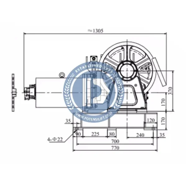 elevator geared traction machine yj200a, 630kg, 1.0m/s for torindrive