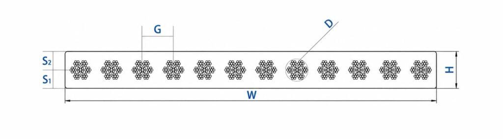 specification of elevator steel belt dimensions