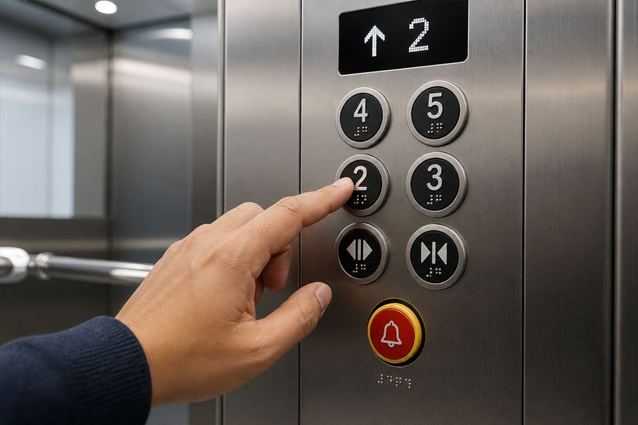 accessible elevator cop, braille elevator cop, and cop with tactile buttons designed for safer passenger operation