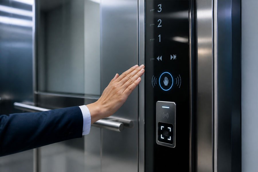 smart elevator cop, touchless elevator cop, sensor button cop, and elevator cop with access control system